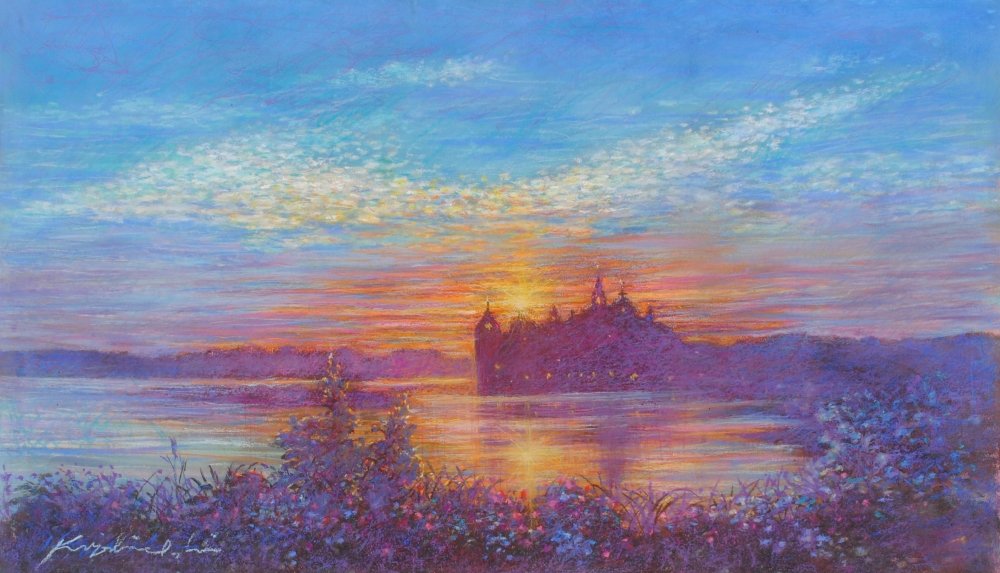Amazon | 北欧 スウェーデン 風景画 絵画 パステル画 石井清